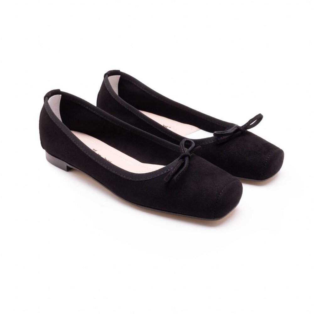 NEW MICHELE LAPRIORE Paloma Ballet Flat Black Suede Women'